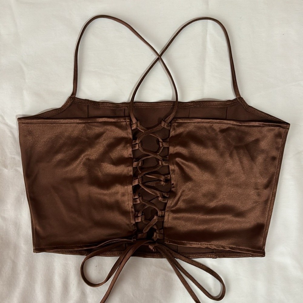 H&M Satin Brown Crop Top